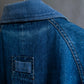 "Vintage gathered sleeve design denim long coat"