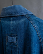 "Vintage gathered sleeve design denim long coat"