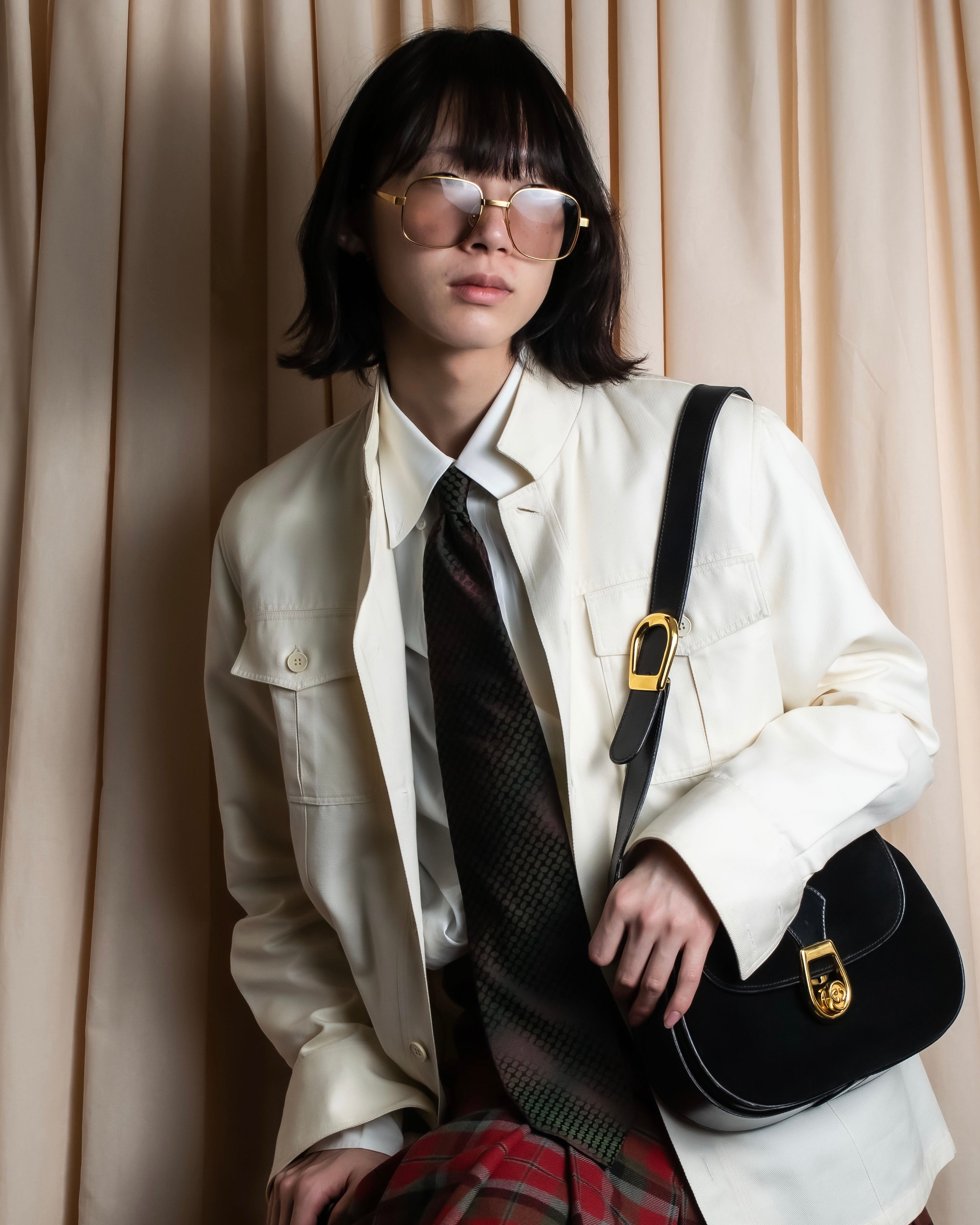 "GIORGIO ARMANI" Oval dot pattern silk twill necktie