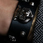 "GUCCI" Cat head motif stud design leather bracelet