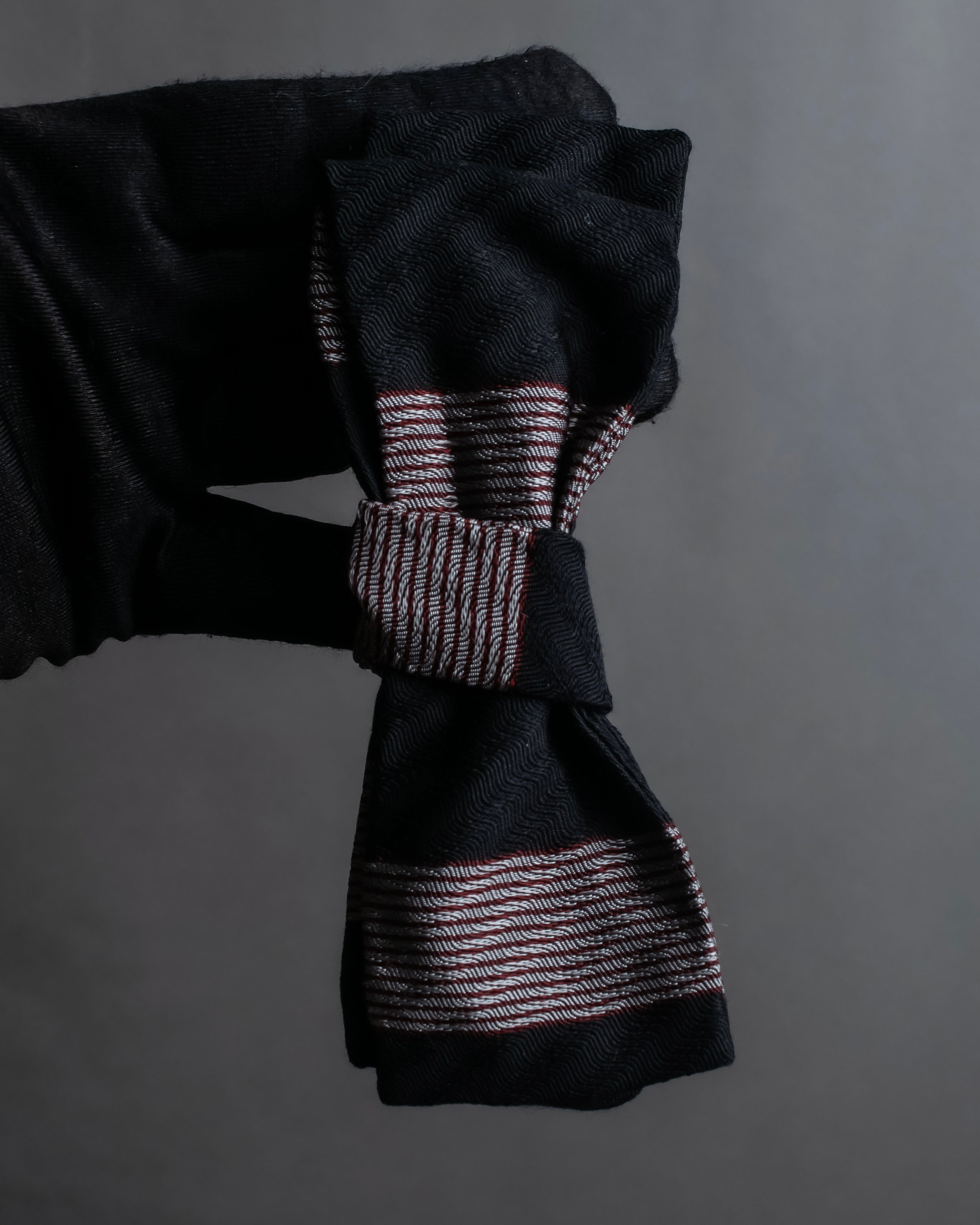 "DRIES VAN NOTTEN" Herringbone striped silk bow tie