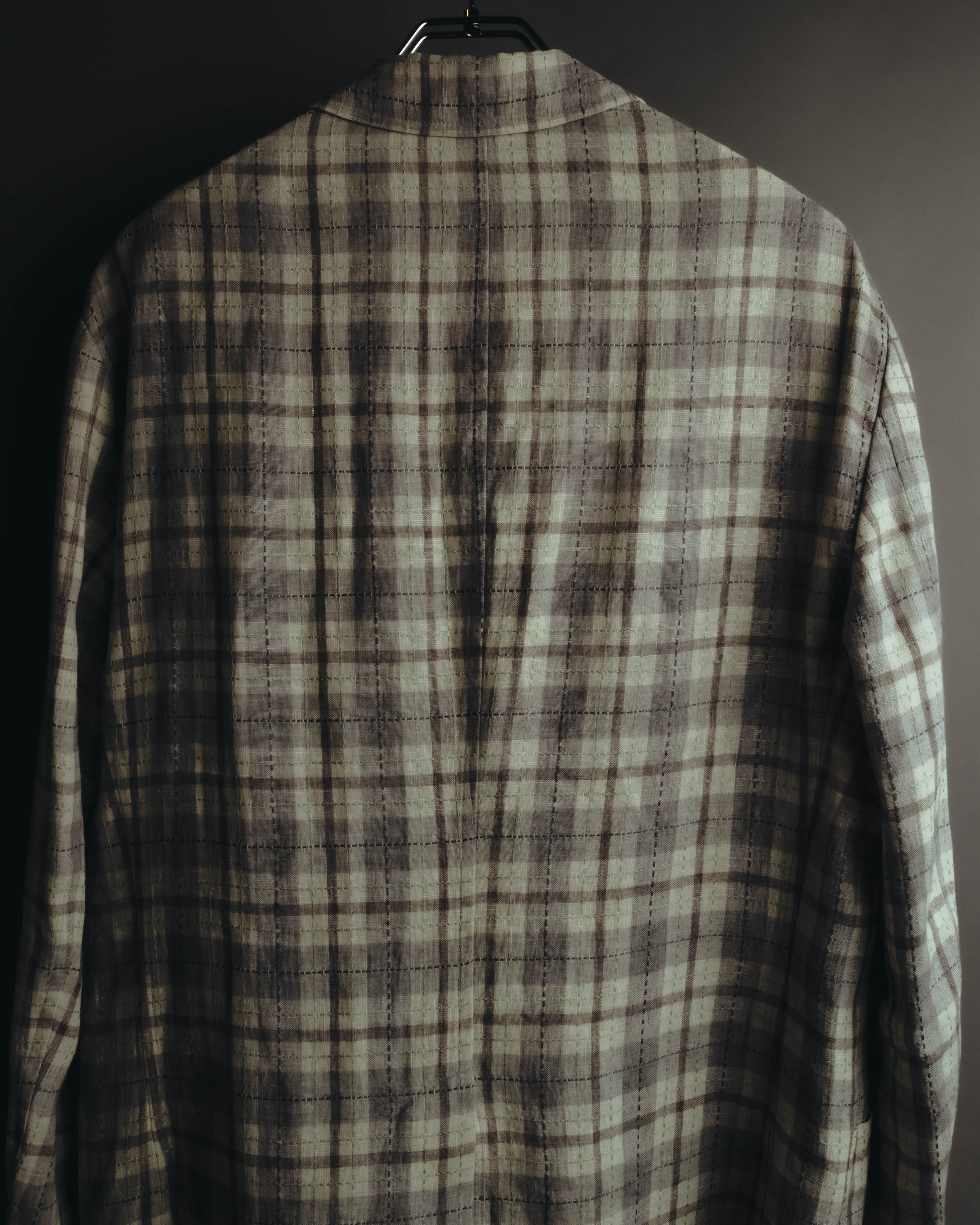 -SPECIAL- "Hermès" 10's Textured linen blend check blazer