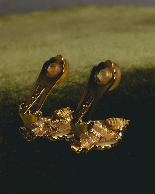 "Christian Dior" 70's-80's Sculptural botanical clip-on earrings