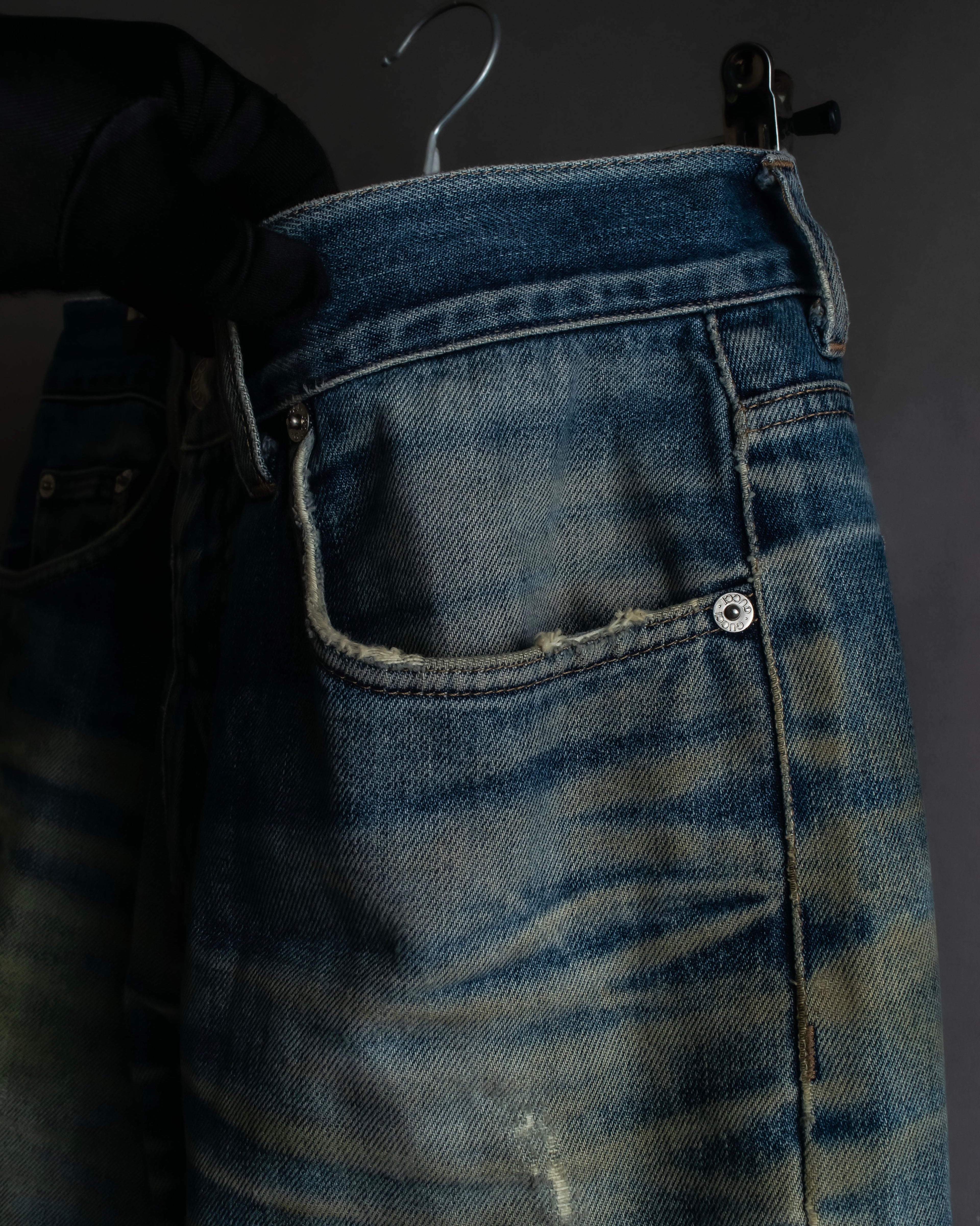 "GUCCI" Gradient fade design tapered denim