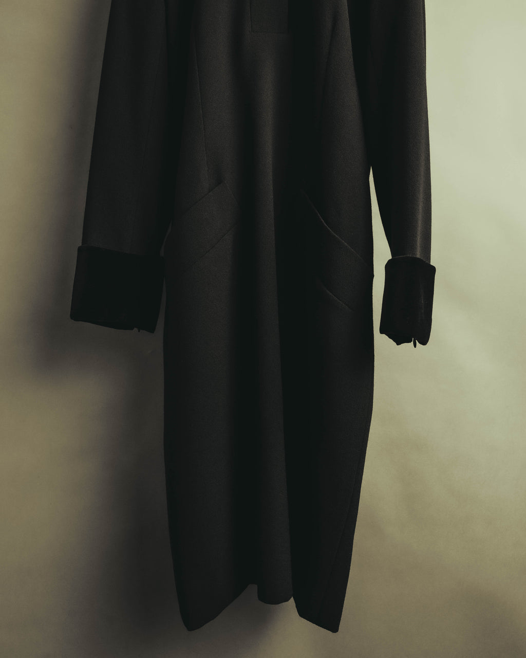 "CELINE" 80's Velvet collar maxi coat dress