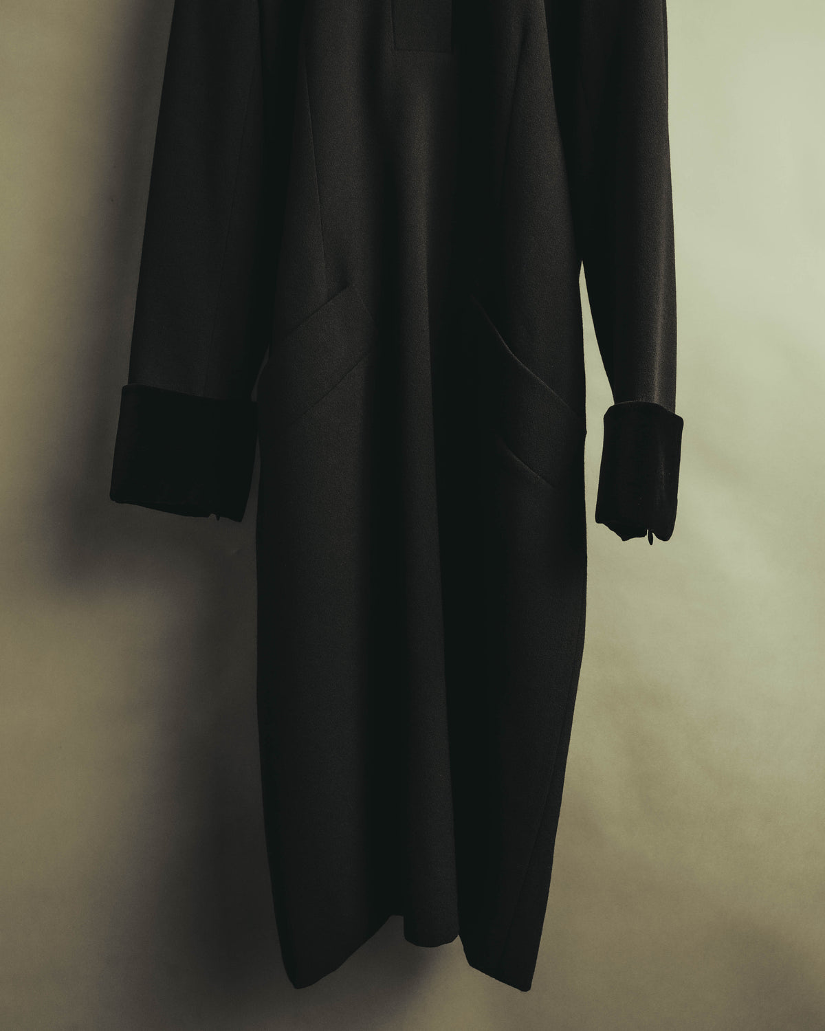 "CELINE" 80's Velvet collar maxi coat dress