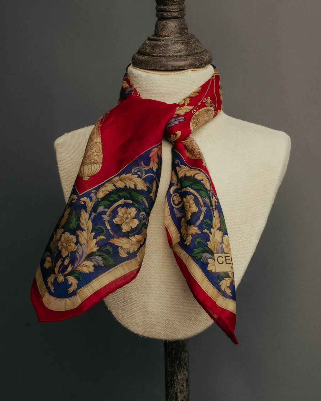 “CELINE” 80’s-90’s Baroque carriage motif mini scarf