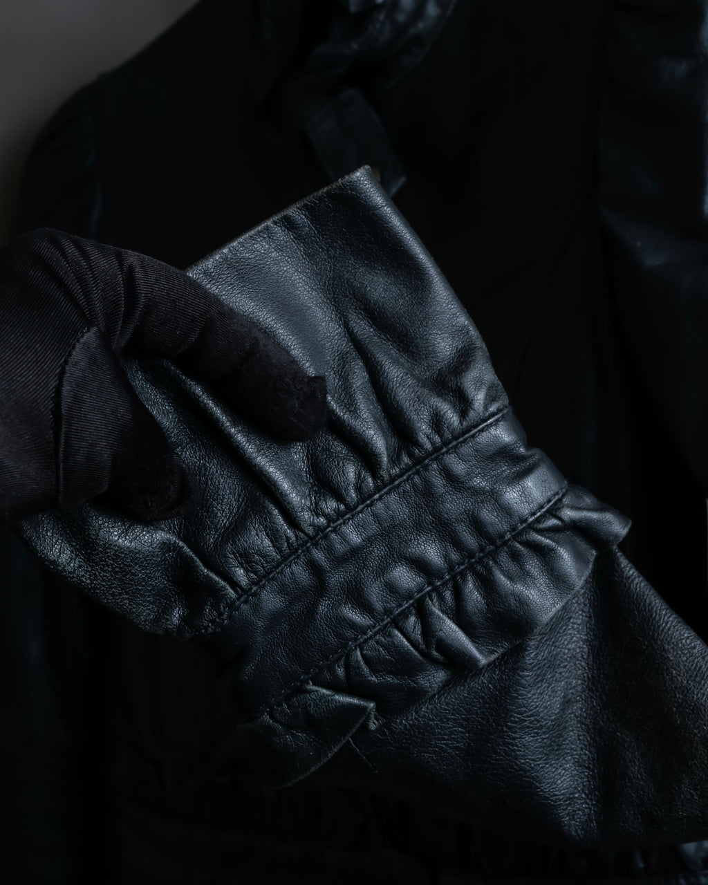 "RED VALENTINO" Gather design lamb leather jacket