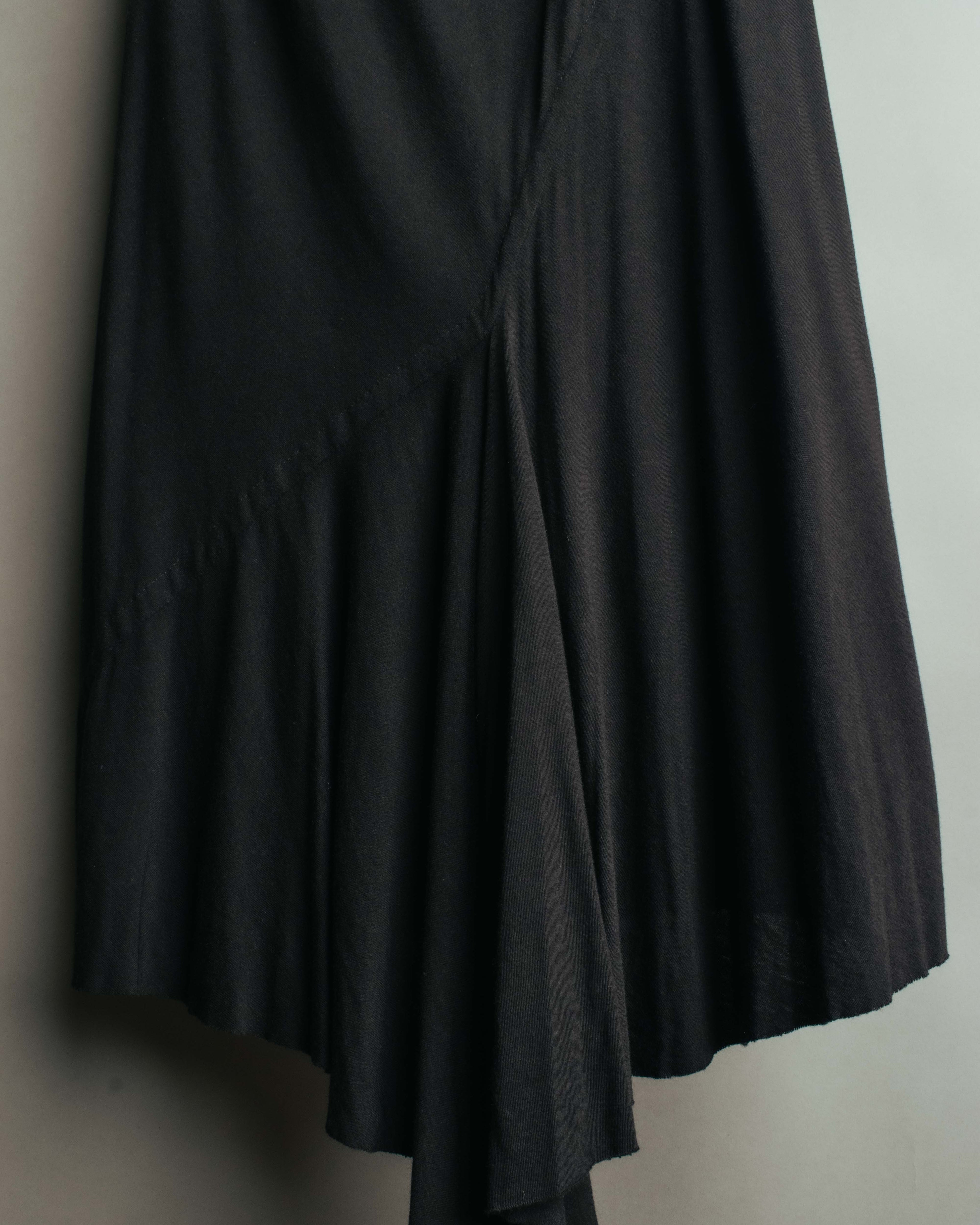 "Rick Owens Lilies" 10's-12's Vintage asymmetrical drape jersey midi skirt