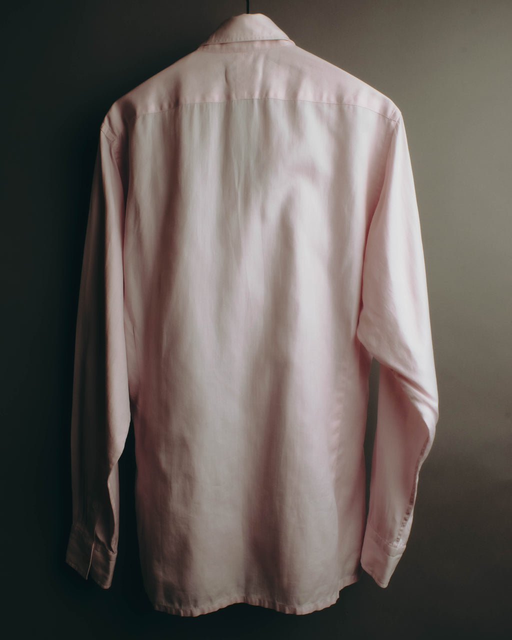 "Hermès" 80's-early 90's Pale pink herringbone cotton dress shirt