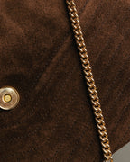“LOEWE” 80’s-90’s Suede anagram chain shoulder bag