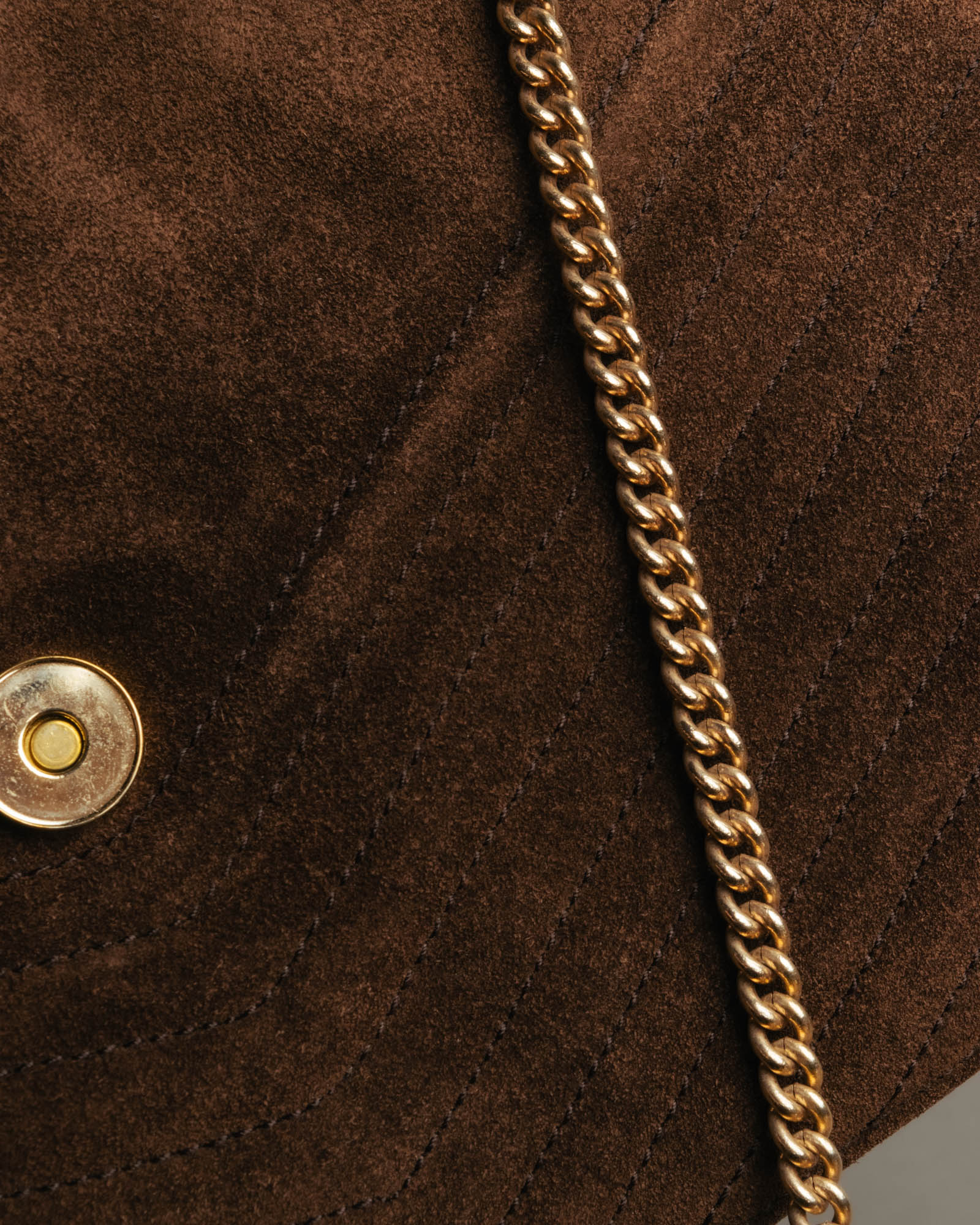“LOEWE” 80’s-90’s Suede anagram chain shoulder bag
