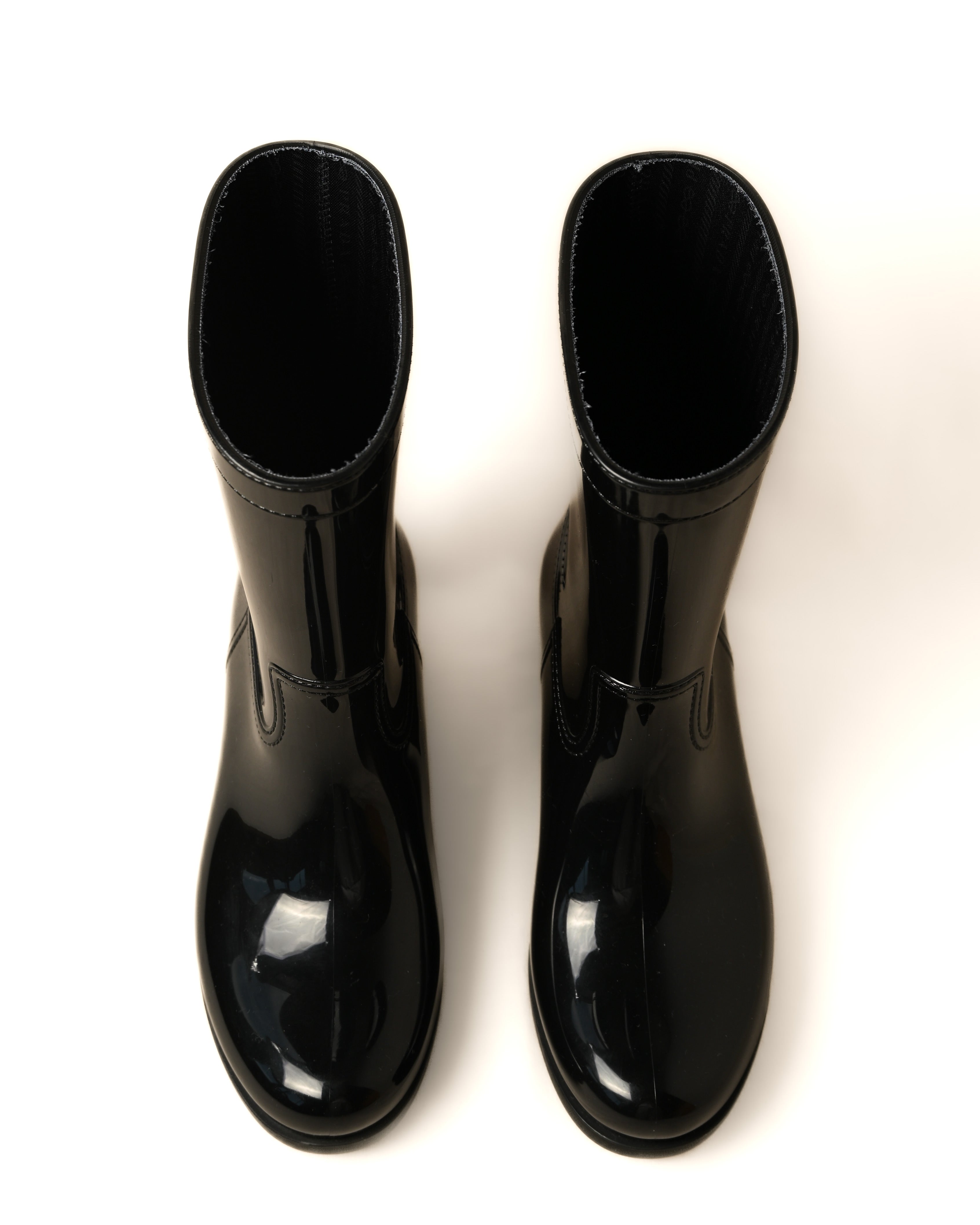 PRADA / Patent Rubber Rain Boots Black