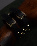 "VALENTINO" Pyramid stud design double buckle leather bracelet