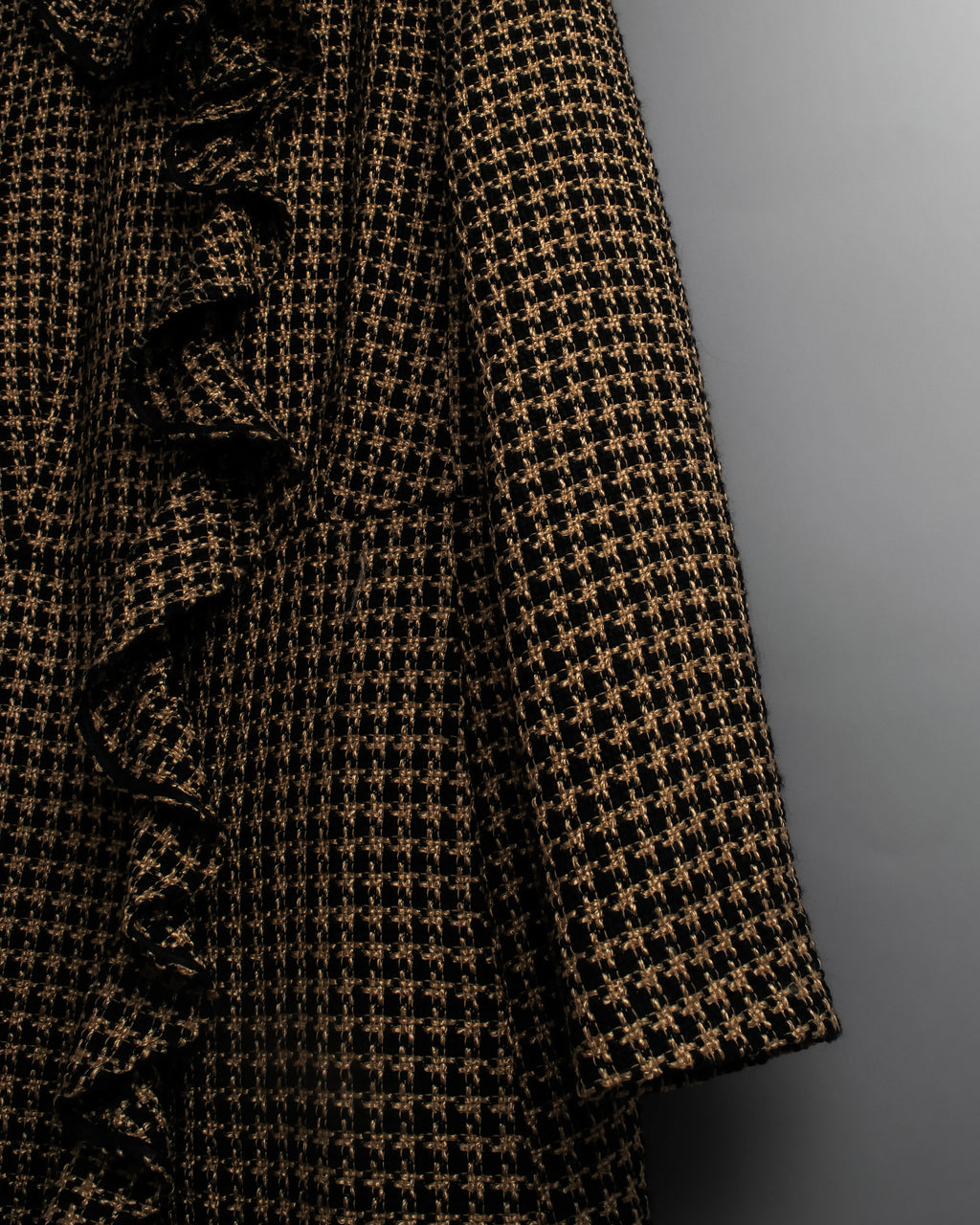 "RED VALENTINO" Ruffled frill detail tweed coat