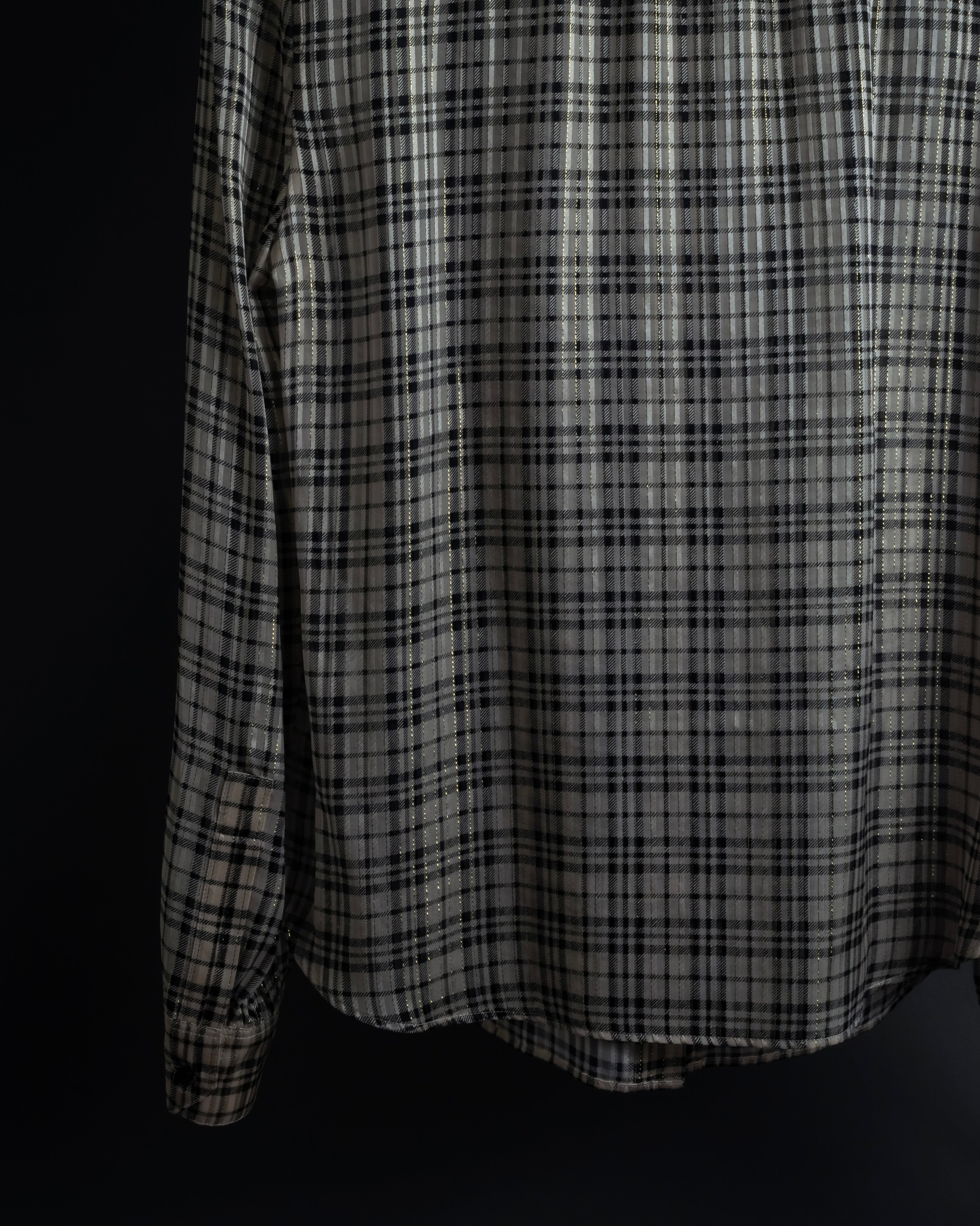 "Saint Laurent" Lame check pattern bow tie shirt