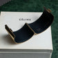 "CELINE" Large leather docking gold bracelet