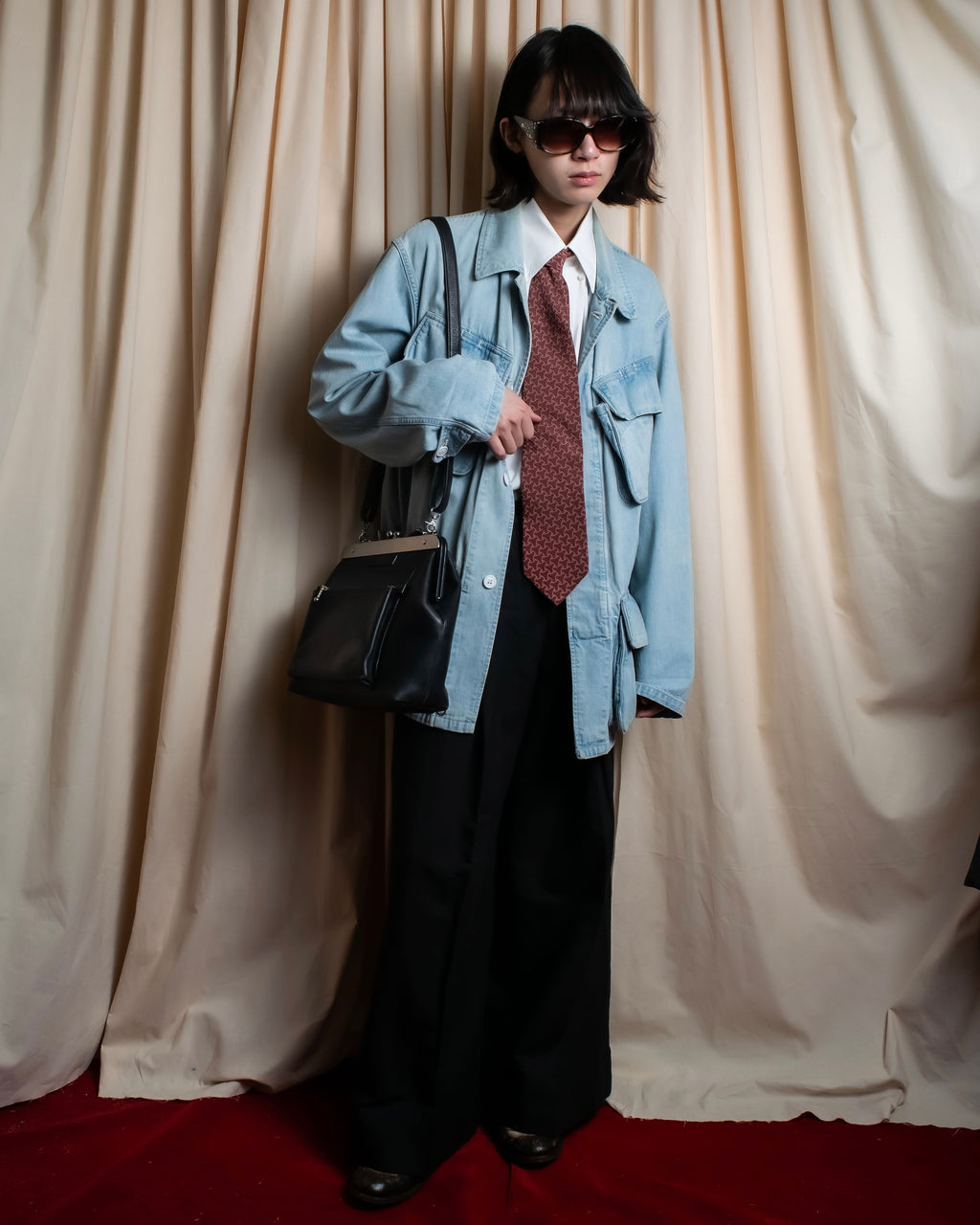 "GIORGIO ARMANI" Wave pattern silk necktie