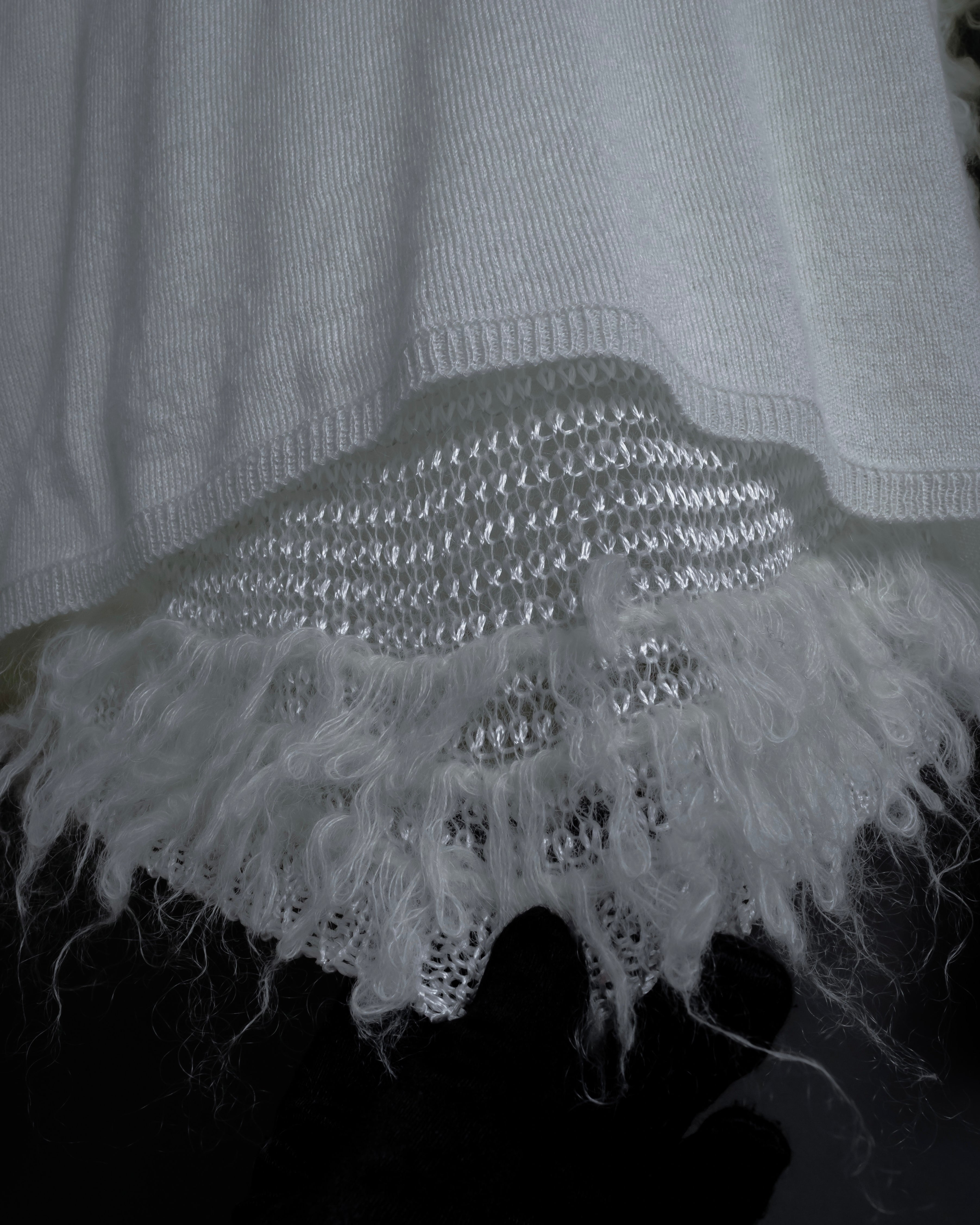 "COMME des GARCONS" 18AW layered mesh design fringe thick knit