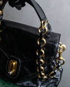 "DOLCE &amp; GABBANA" Gold chain two-way leather bag