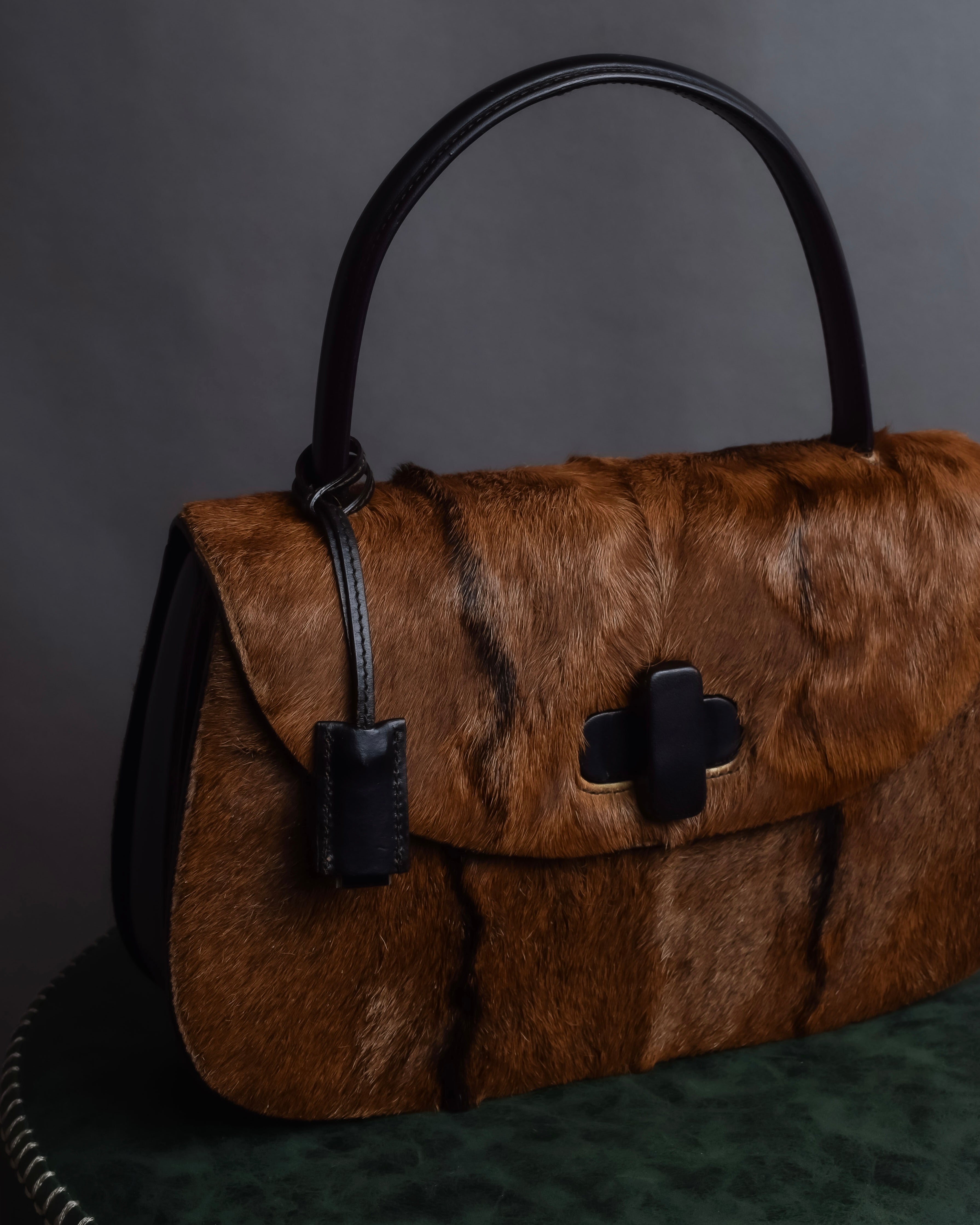 "GUCCI"「1947」 pony leather combination bamboo hand bag