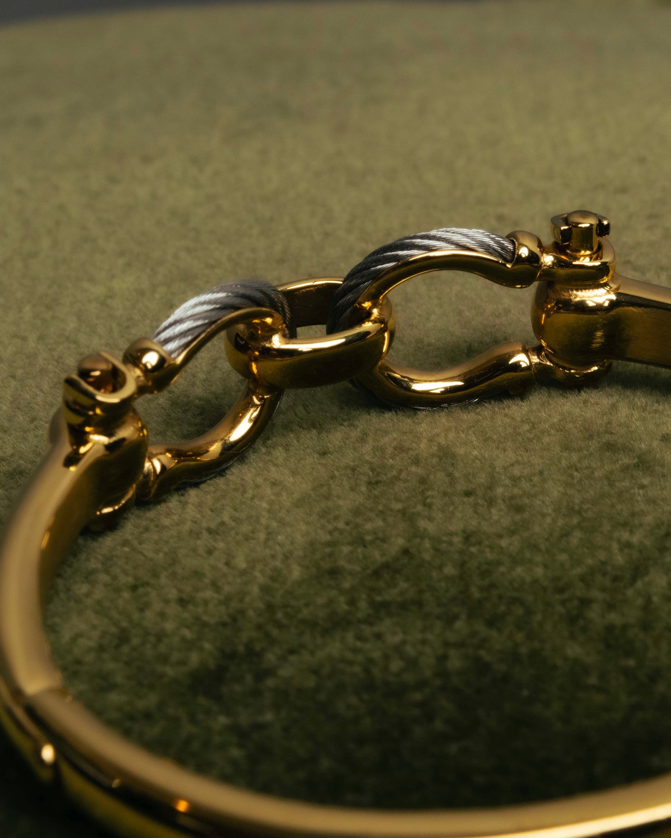"CHARRIOL" 90's-00's Vintage PVD gold and steel cable link bangle