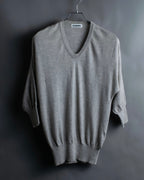 "JIL SANDER" Solid texture V neck mixed knit