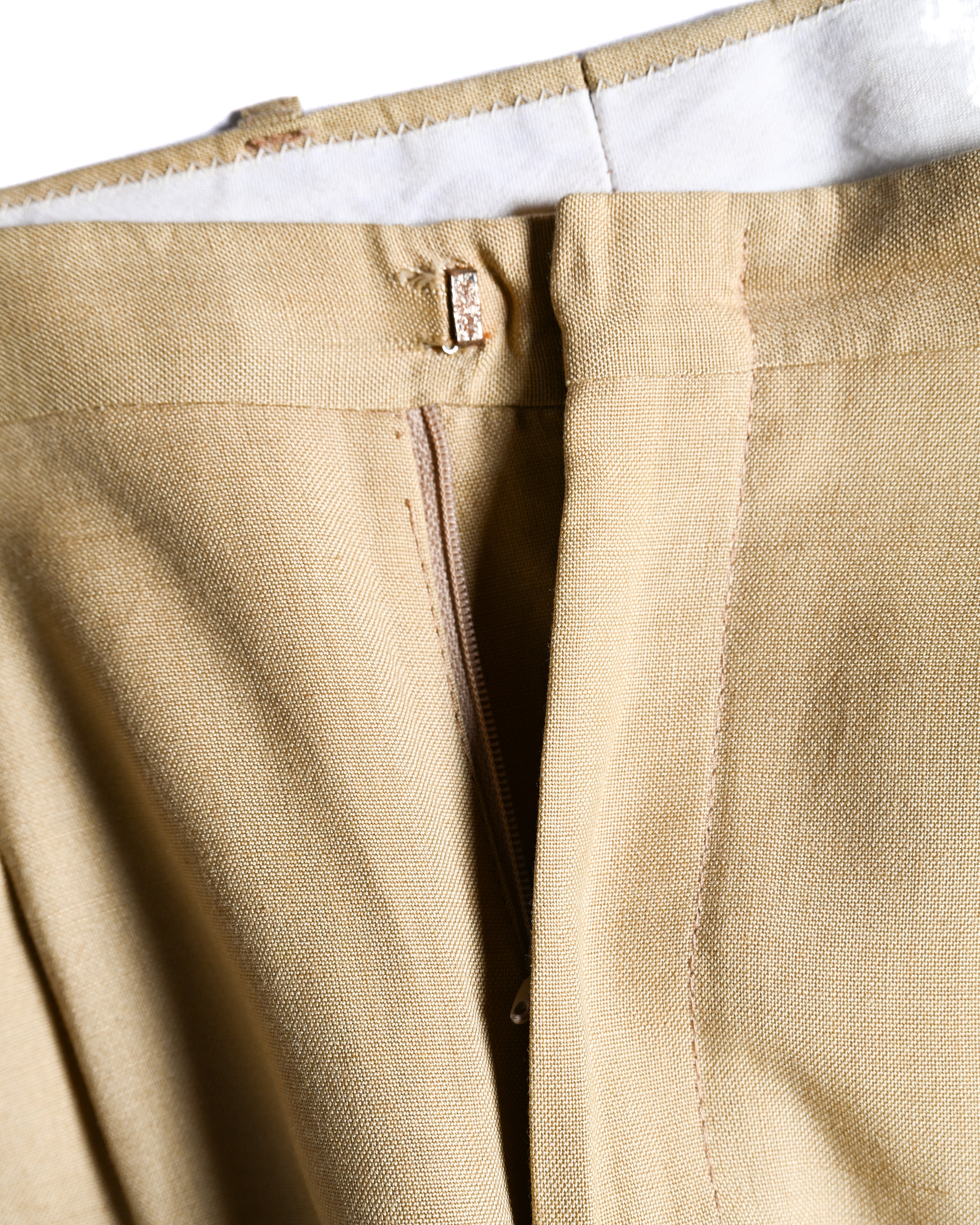 VINTAGE/ Linen Tasted 2 Tuck Trousers Light Beige