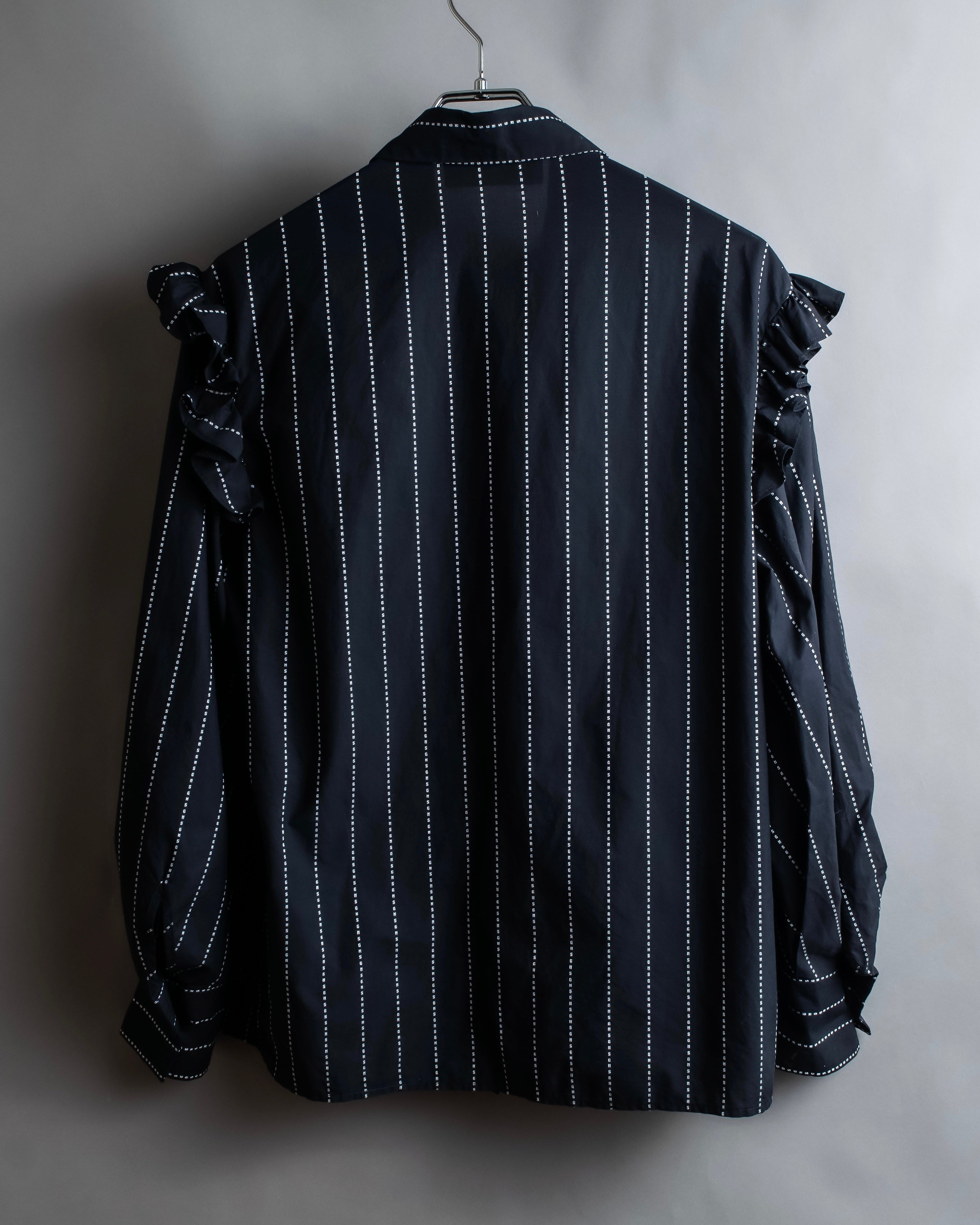 "MSGM" Frill design logo pinstripe pattern shirt
