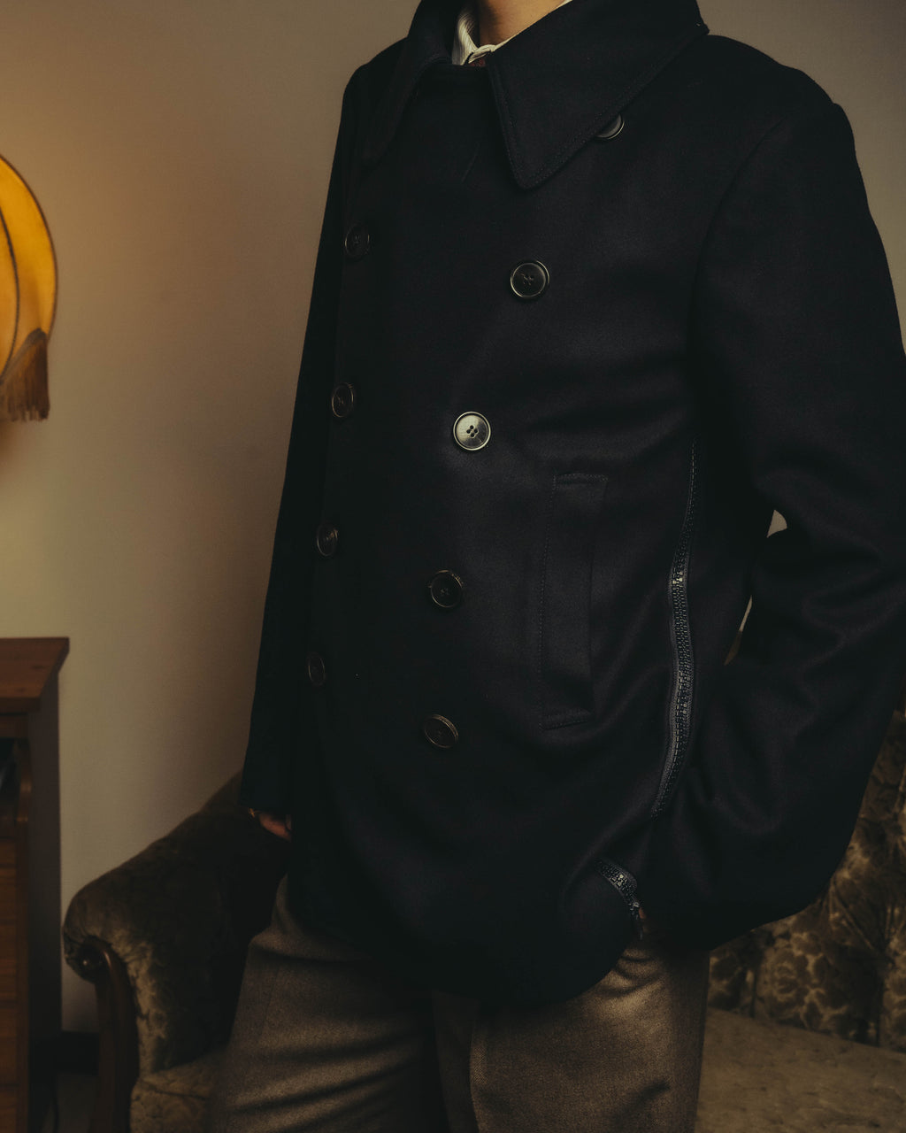 -SPECIAL- "DRIES VAN NOTEN" 10's Sculptural wide lapel double breasted wool coat