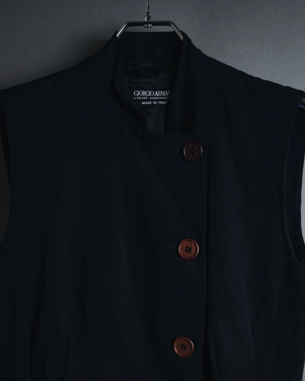 "GIORGIO ARMANI" Early 90s rayon linen asymmetric gilet