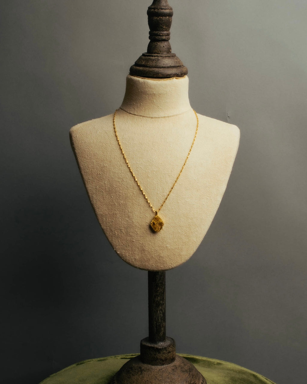 "Yves Saint Laurent" 80's-90's Gold tone rhinestone pendant necklace