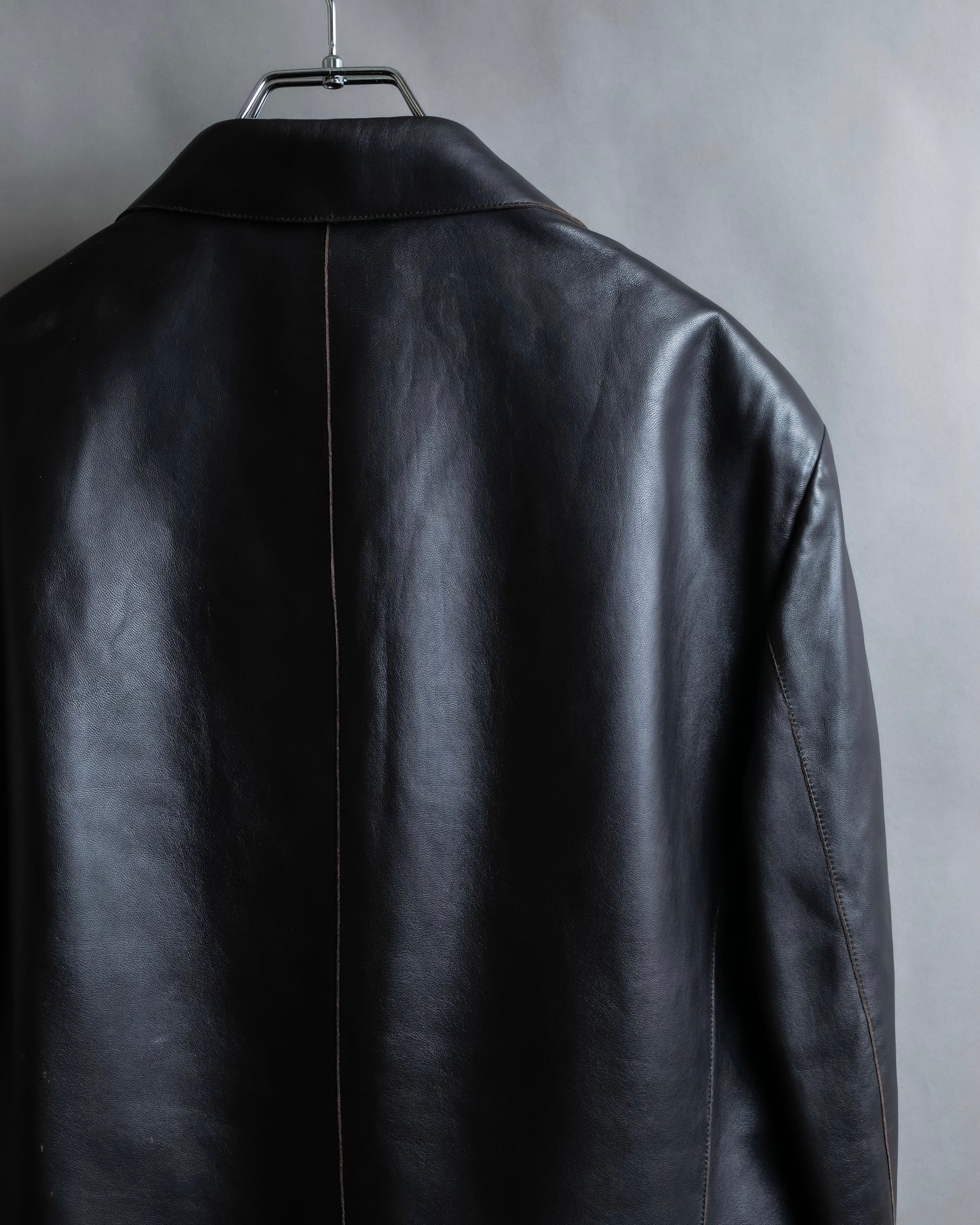 "ARMANI COLLEZIONI" 100% lamb leather oversized tailored jacket