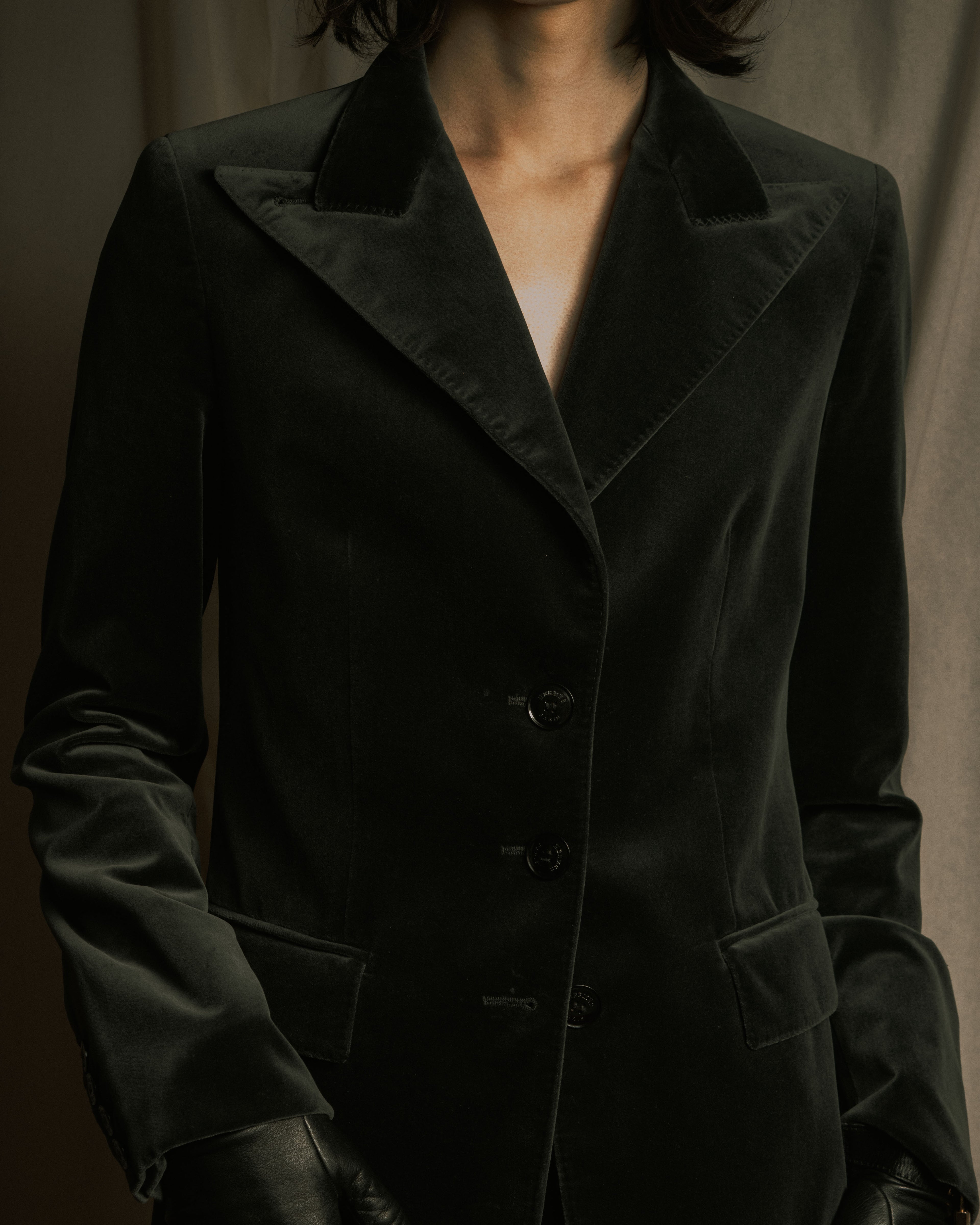 –SPECIAL– "HERMES"
00’s Velvet switchinglamb leather collar special tailored jacket