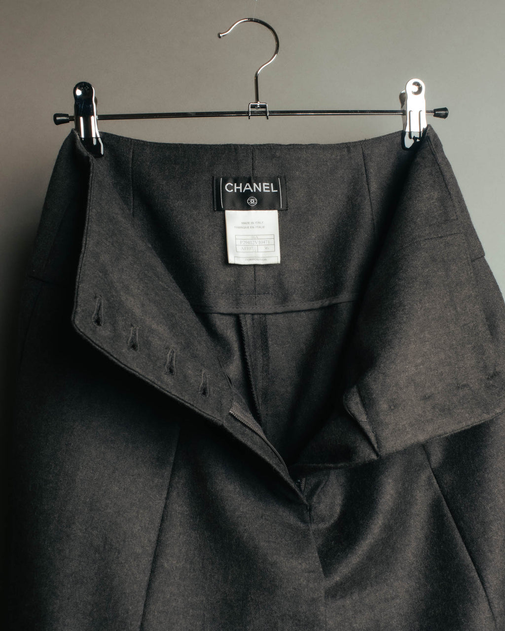 -SPECIAL- "CHANEL" 00's Soft wool cashmere wide leg trousers