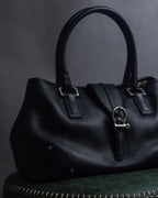 "BURBERRY" Silver stud design grained leather one-handle bag