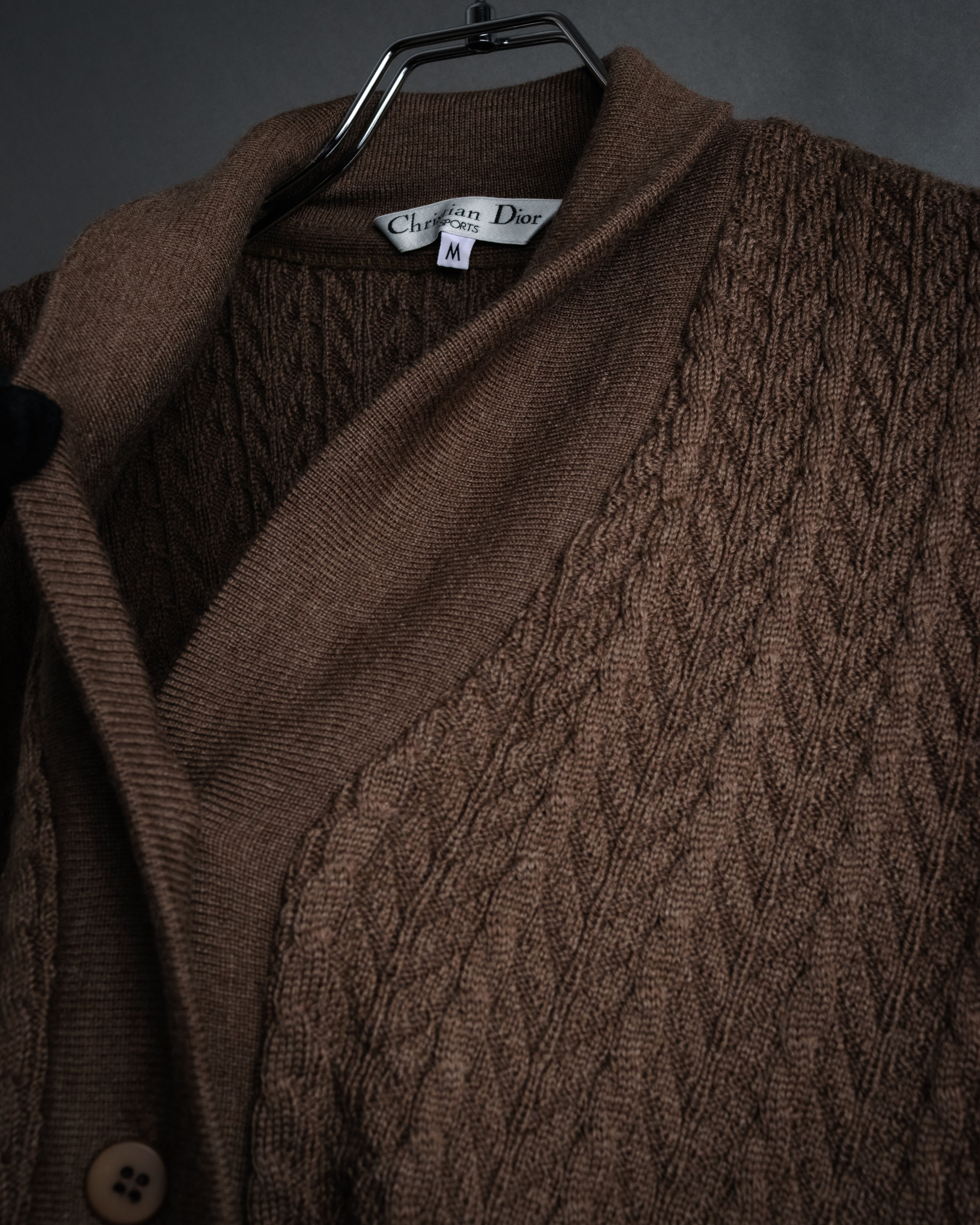 “Christian Dior SPORTS” 90’s Shawl collar cable knit cardigan