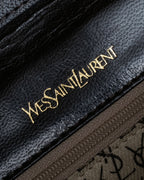 "YVES SAINT LAURENT" Brogue decorative design lizard embossed leather shoulder bag