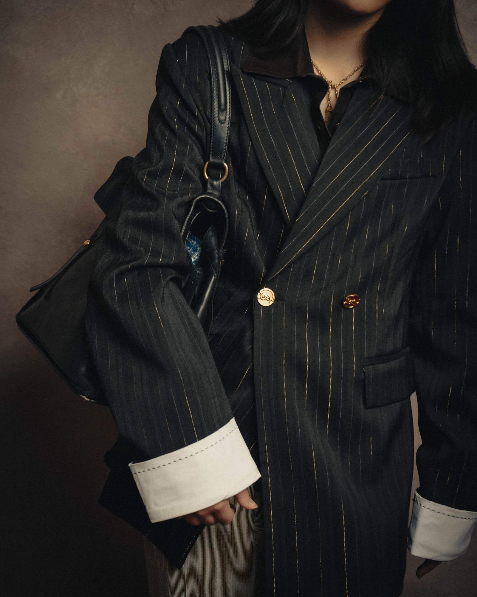-SPECIAL-“SAINT LAURENT” 18's- Modern pinstripe double breasted jacket