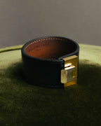 “BALENCIAGA“ 10’s Brushed metal leather cuff bracelet