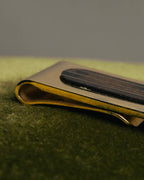 "Christian Dior" 70's-90's Gold tone striped inlay money clip