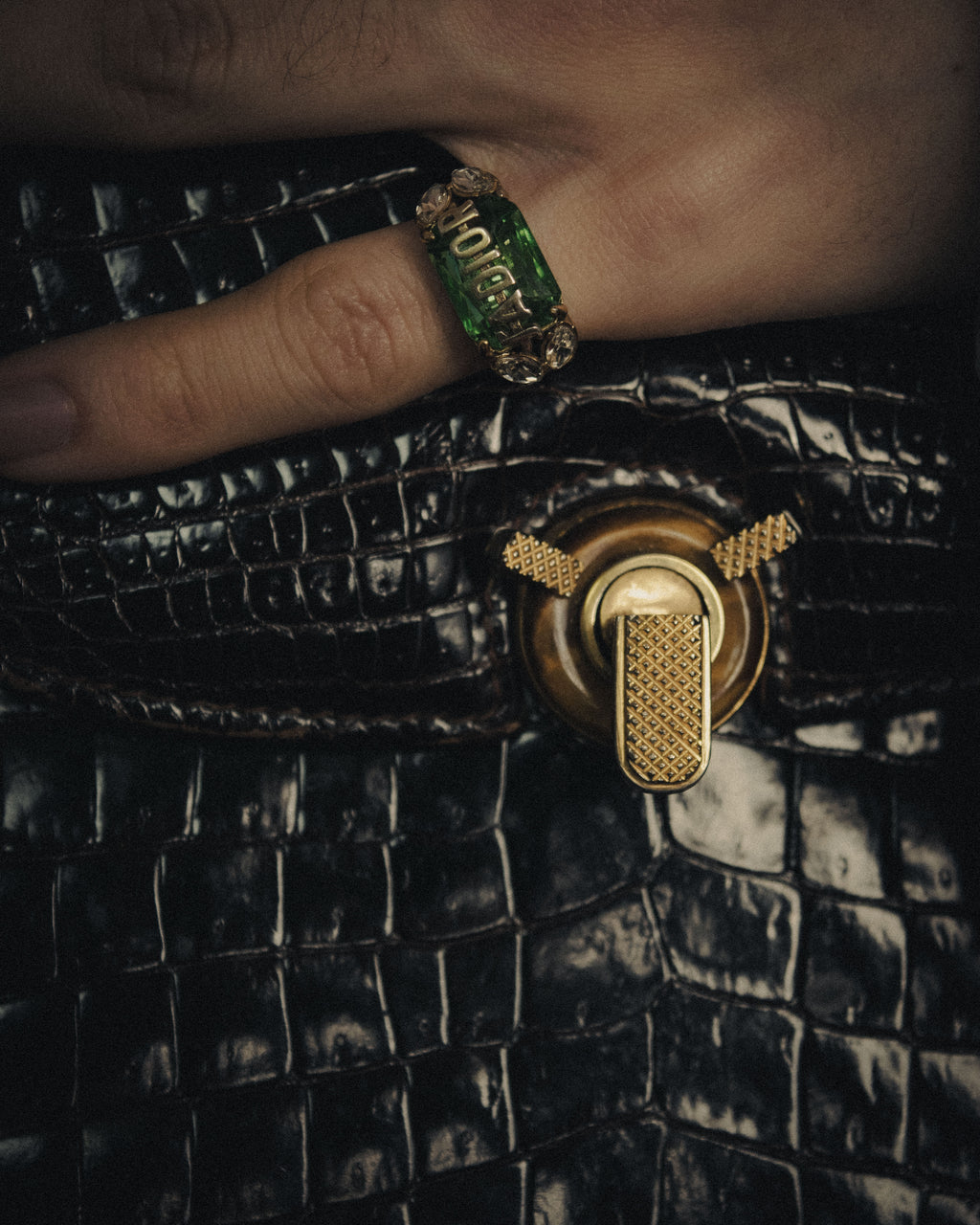 –SPECIAL– “GUCCI” 50’s-60’s Crocodile leather top handle bag