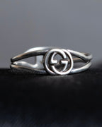 "GUCCI" Interlocking G motif cut out silver ring
