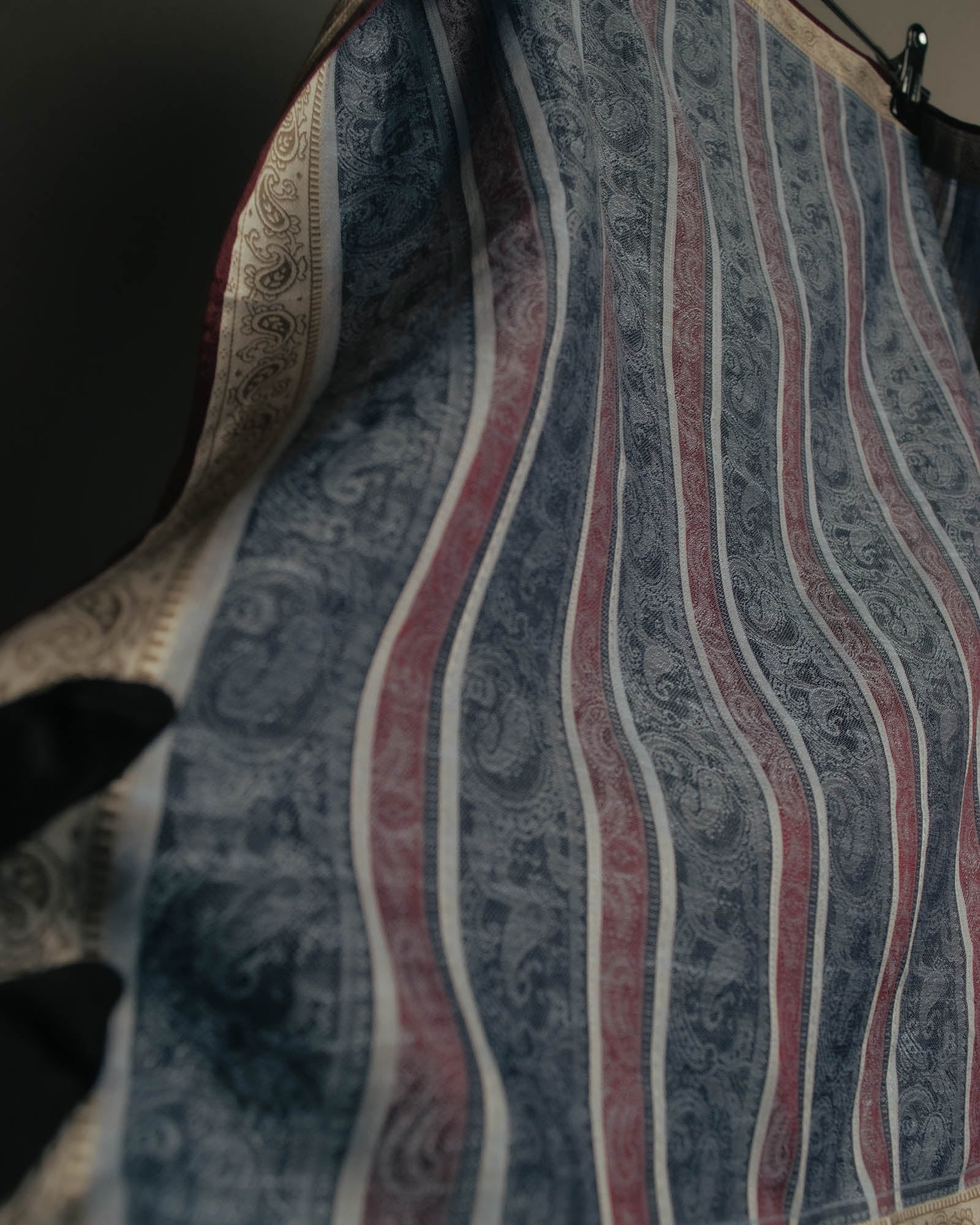“Yves Saint Laurent” 90’s-00’s Paisley stripe cotton scarf