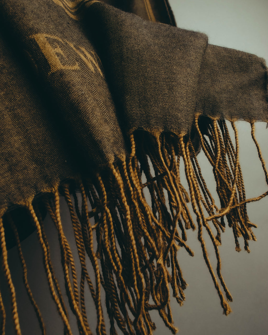 -SPECIAL- “LOEWE” 90’s-00’s Botanical anagram jacquard fringe stole