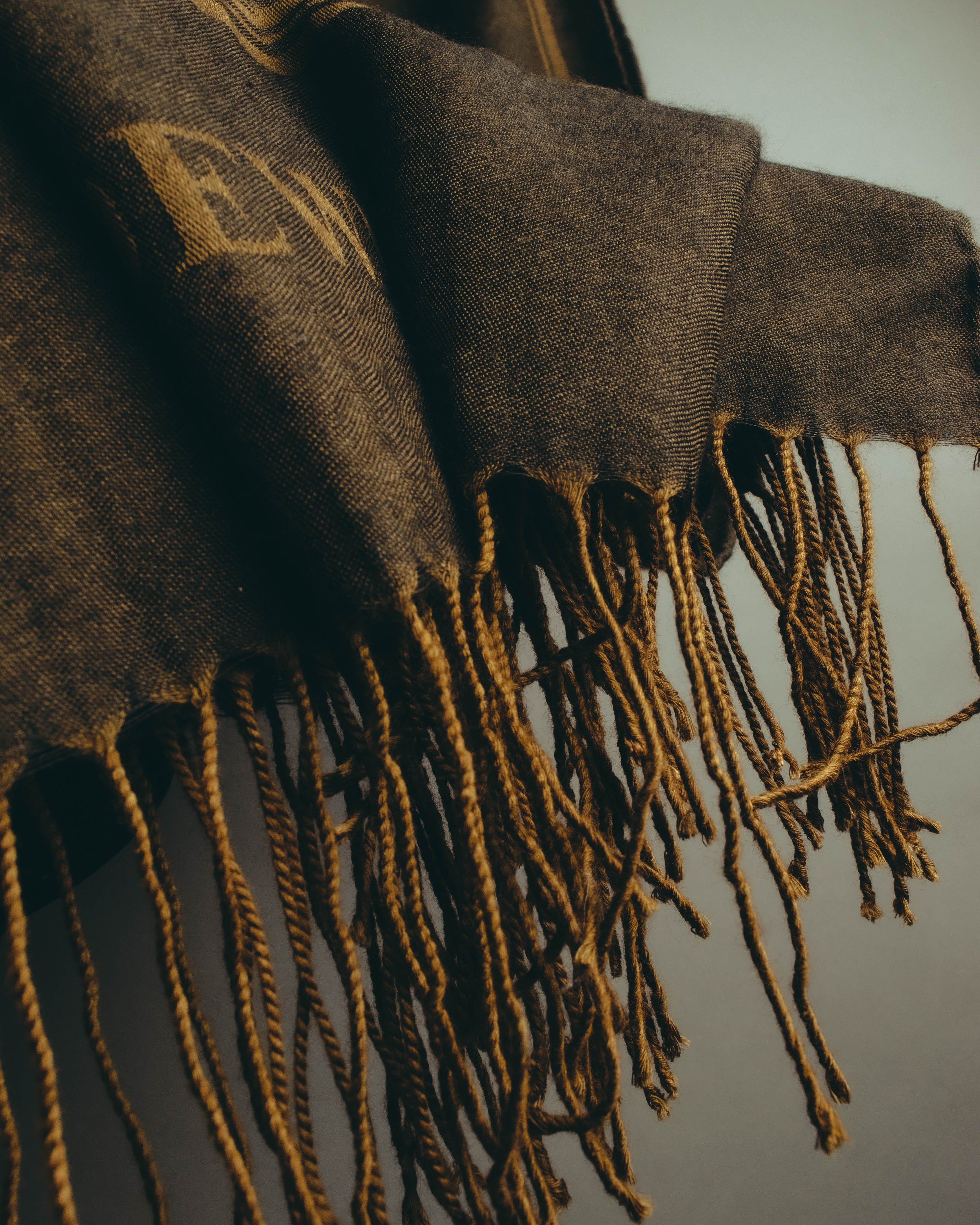 -SPECIAL- “LOEWE” 90’s-00’s Botanical anagram jacquard fringe stole
