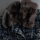 "Weekend Max Mara" Fur trimmed design collar tweed flare coat