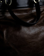 "BALENCIAGA" Gold turn lock design leather combination bag