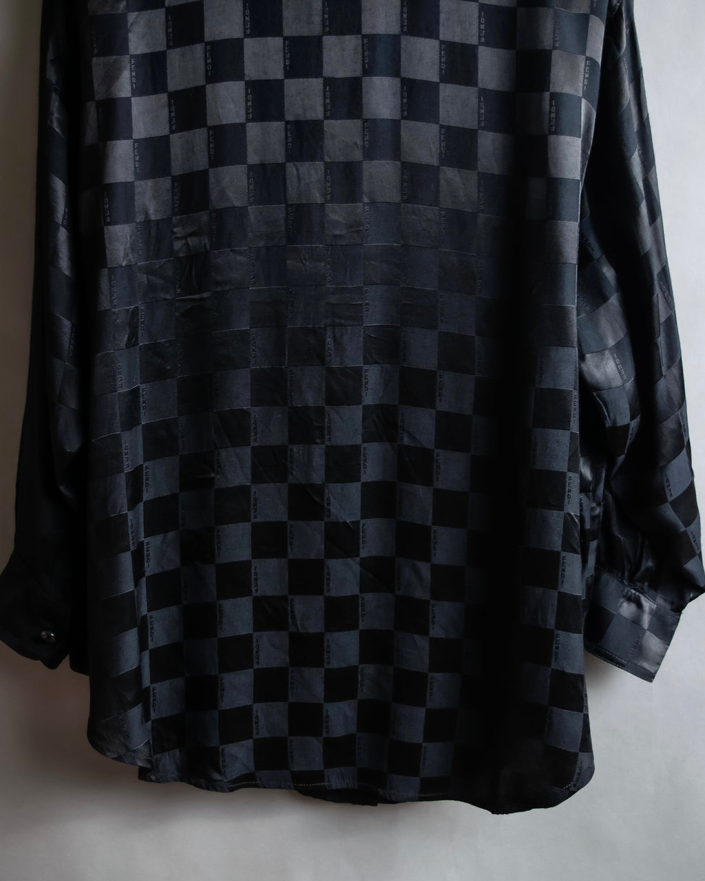 "FENDI JEANS" Logo engraved check pattern glossy shirt