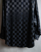 "FENDI JEANS" Logo engraved check pattern glossy shirt